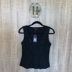Marchesa Voyage Black Sleeveless Peplum Top‎